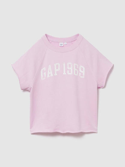 Açık Pembe Relaxed Fransız Havlu Kumaş Grafik Baskılı T-shirt