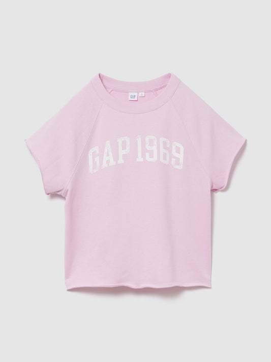 Açık Pembe Relaxed Fransız Havlu Kumaş Grafik Baskılı T-shirt