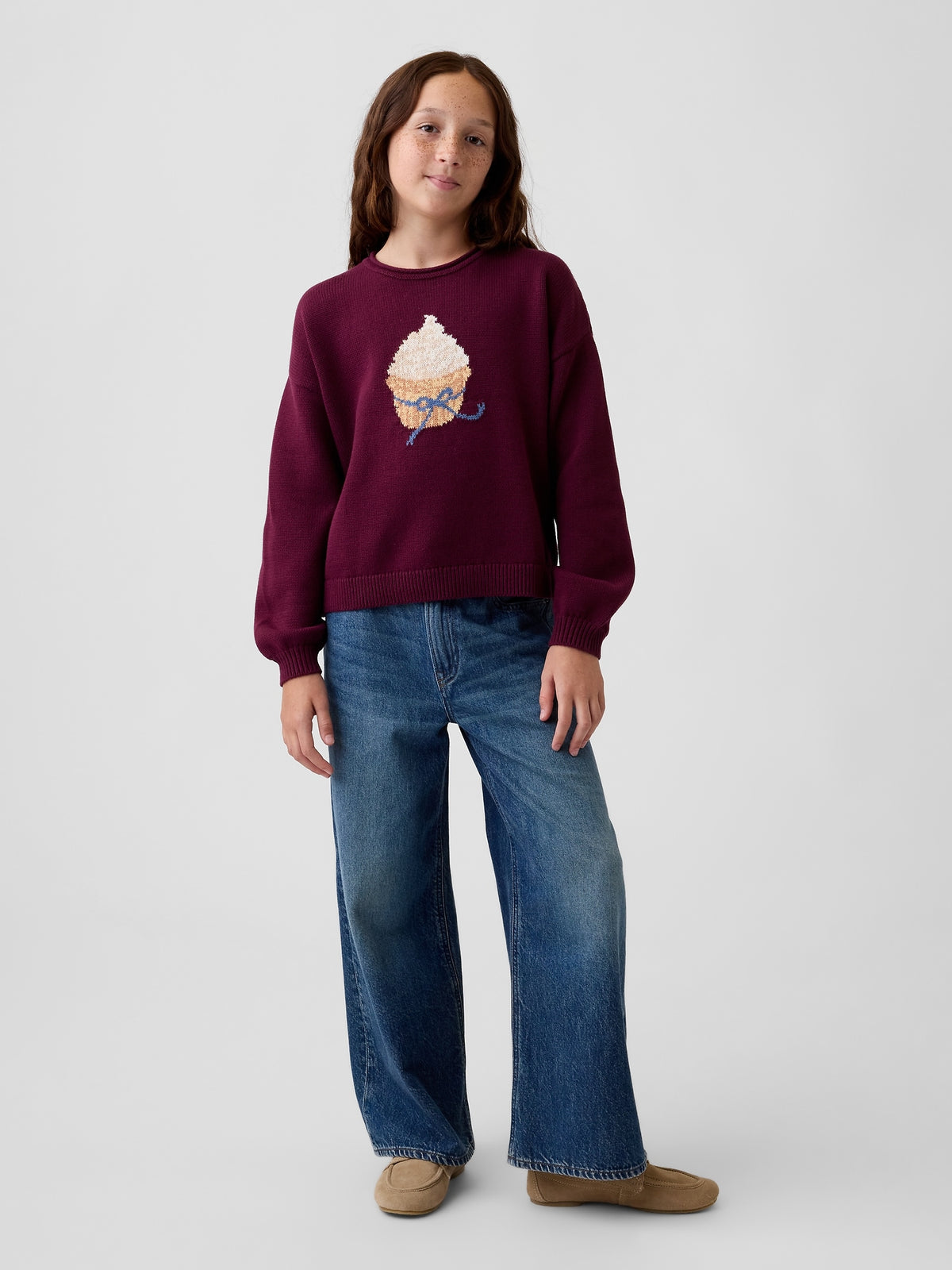 Mor %100 Pamuk Oversized Rollneck Kazak