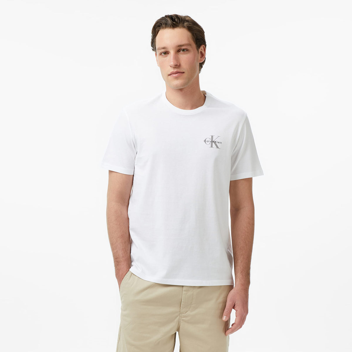 Calvin Klein 30s Jersey Classic Micro Mono Erkek Beyaz T-shirt