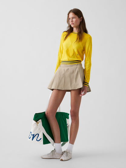 Sarı Gap × Malbon Argyle Crop Kazak