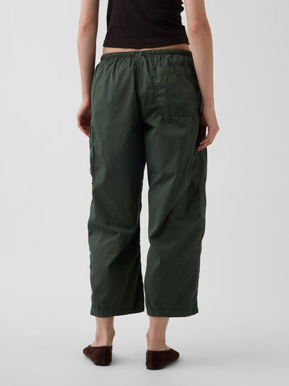 Haki Mid Rise Twill Easy Barrel Utility Pantolon