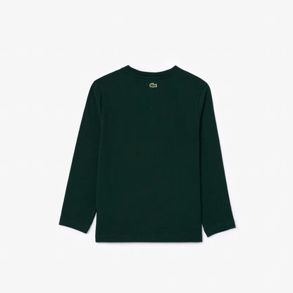 Lacoste Uzun Kollu Bisiklet Yaka Baskılı Çocuk Yeşil T-shirt