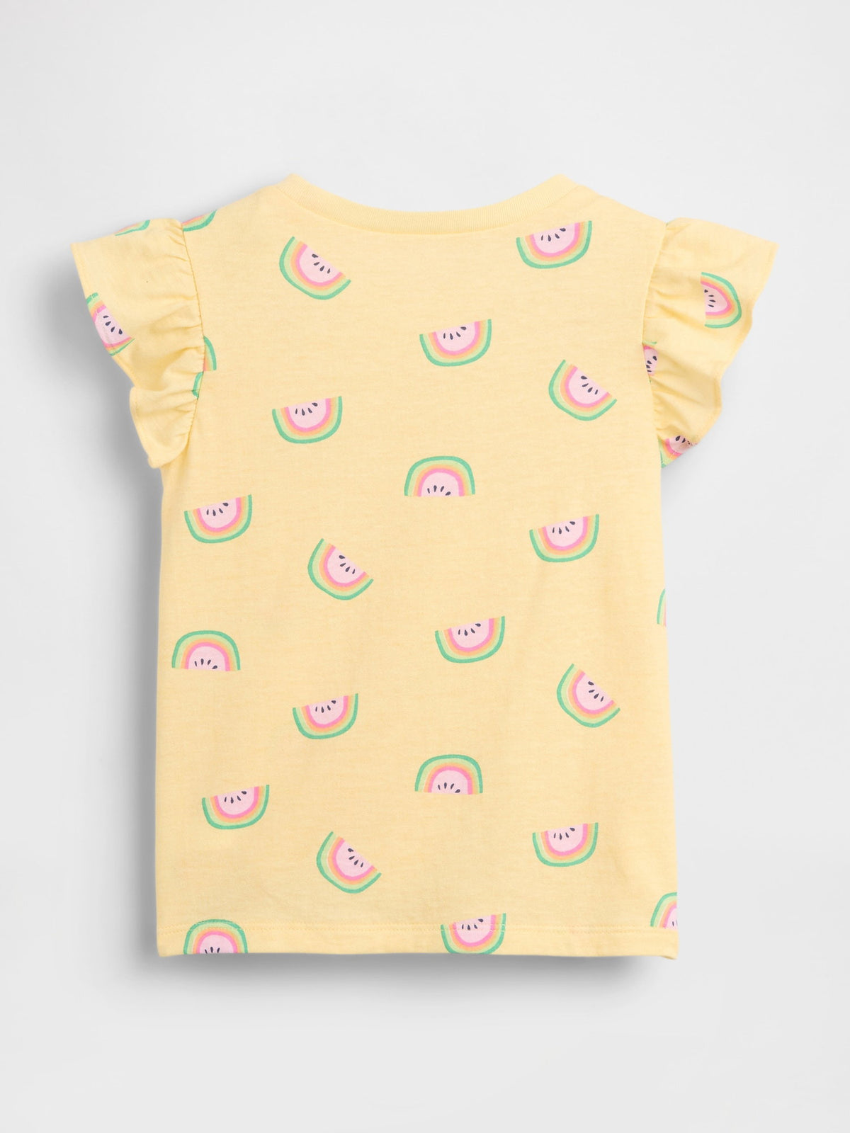 Sarı Baskılı Fırfır Kol T-shirt