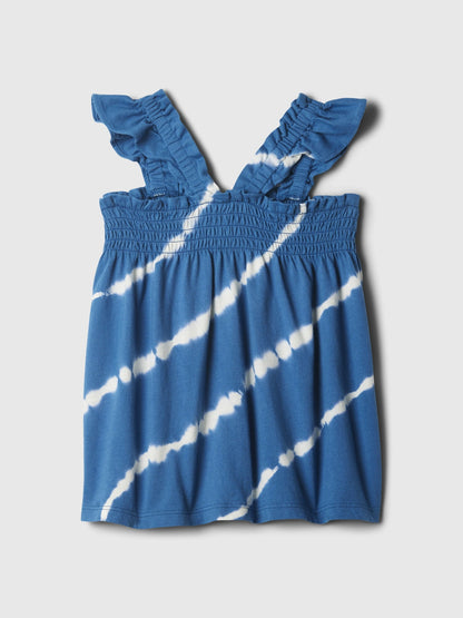 Mavi Desenli Büzgülü T-shirt