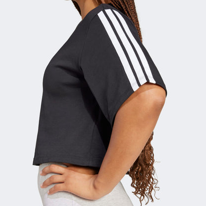 Adidas Essentials 3 Stripes Kadın Siyah T-shirt