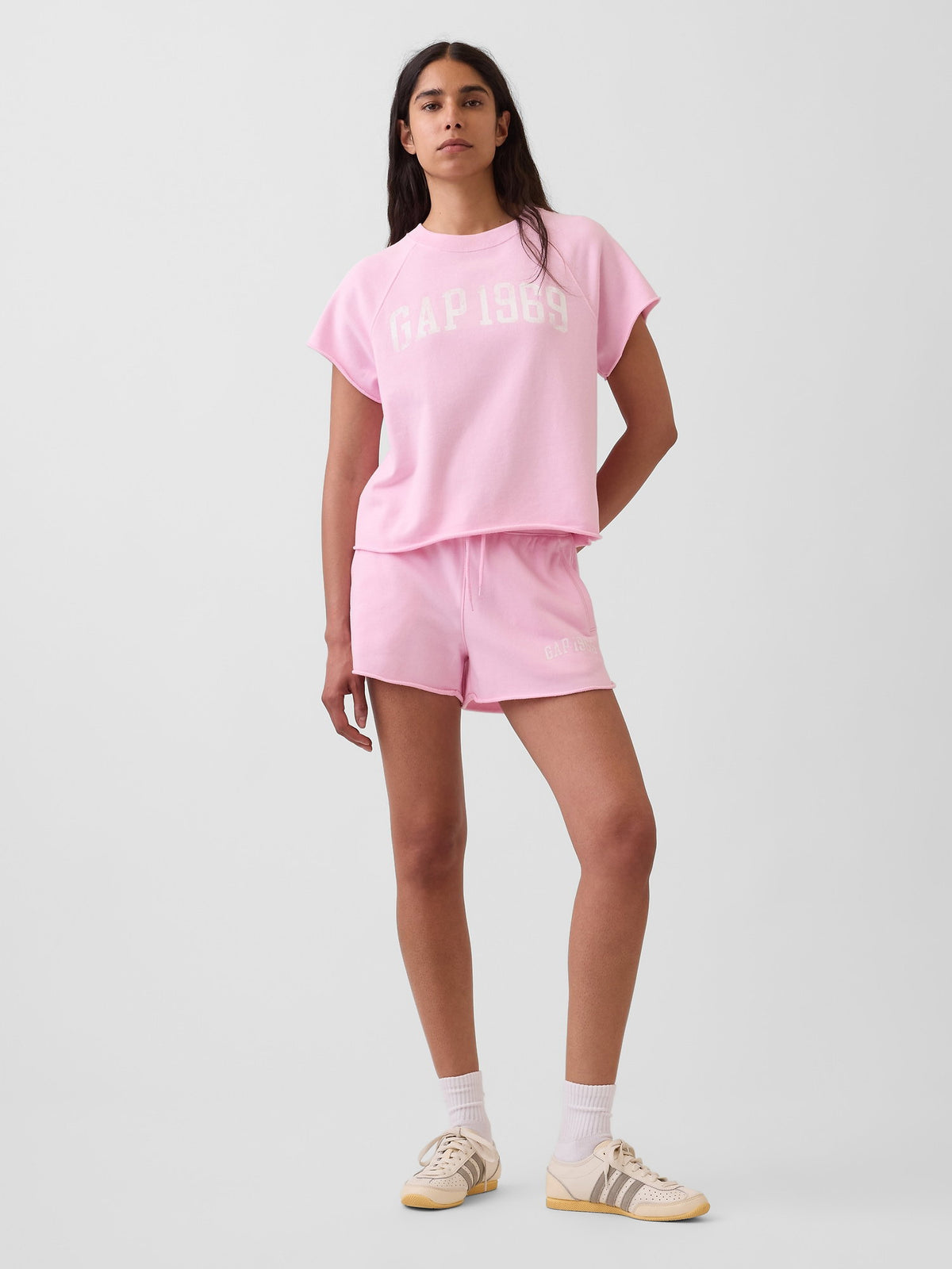 Açık Pembe Relaxed Fransız Havlu Kumaş Grafik Baskılı T-shirt