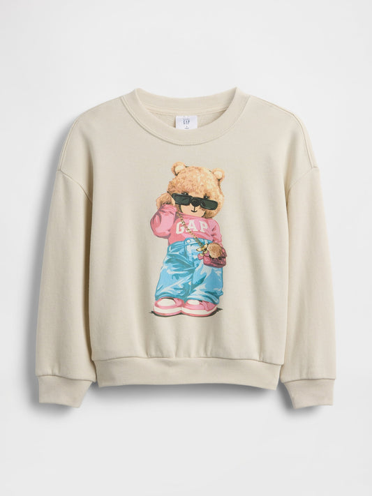 Bej Logo Fransız Havlu Kumaş Sweatshirt