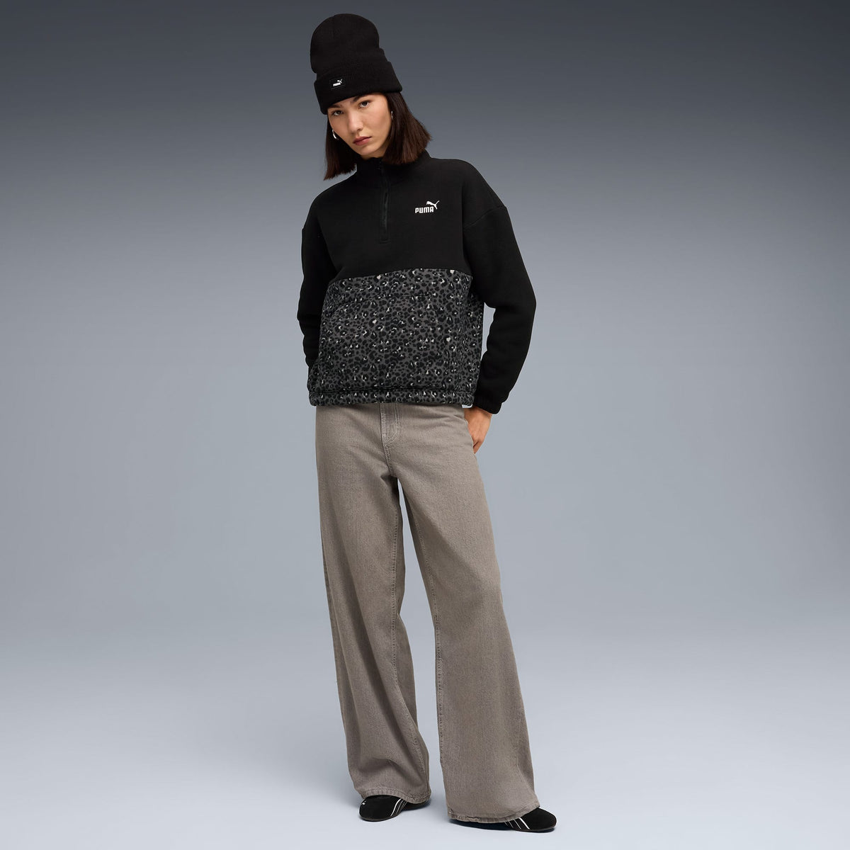 Puma Essentials Animal Crew Kadın Siyah Sweatshirt