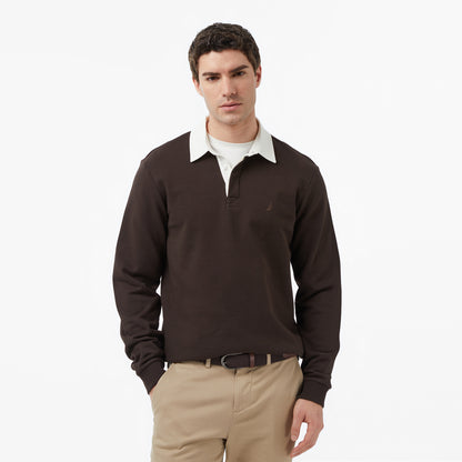 Nautica Erkek Kahverengi Regular Fit Uzun Kollu Polo Yaka T-shirt