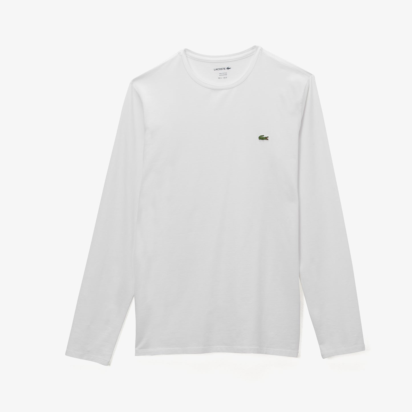 Lacoste Erkek Slim Fit Uzun Kollu Bisiklet Yaka Beyaz T-shirt