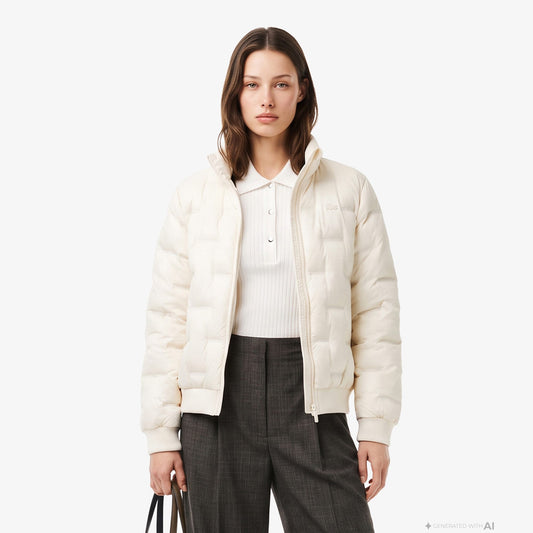Lacoste Regular Fit Kadın Beyaz Mont