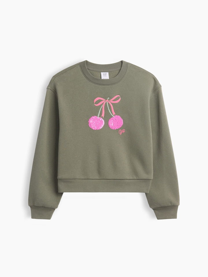 Haki Relaxed Wedge Bisiklet Yaka Sweatshirt