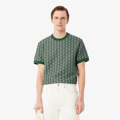 Lacoste Erkek Classic Fit Bisiklet Yaka Monogram Koyu Yeşil T-shirt