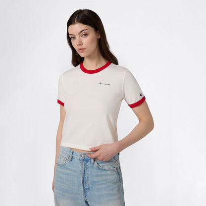 Champion Crewneck Croptop Kadın Beyaz T-shirt
