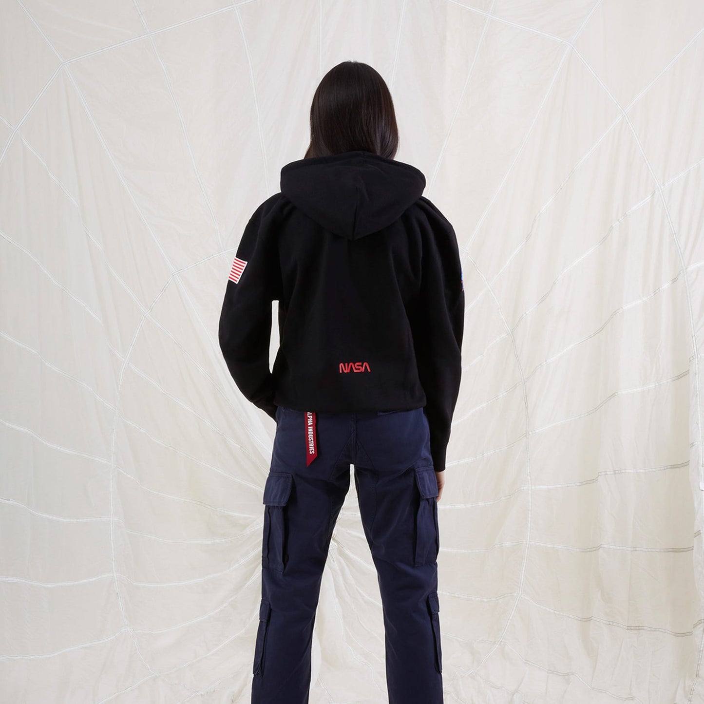 Alpha Industries Nasa Erkek Siyah Hoodie