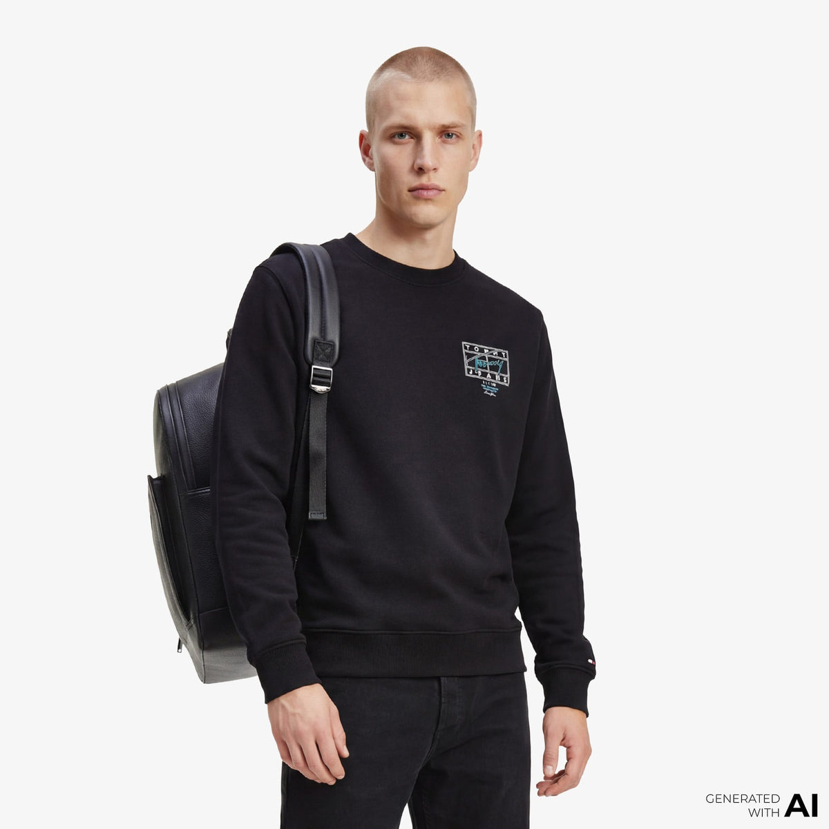 Tommy Hilfiger Signature Erkek Siyah Sweatshirt