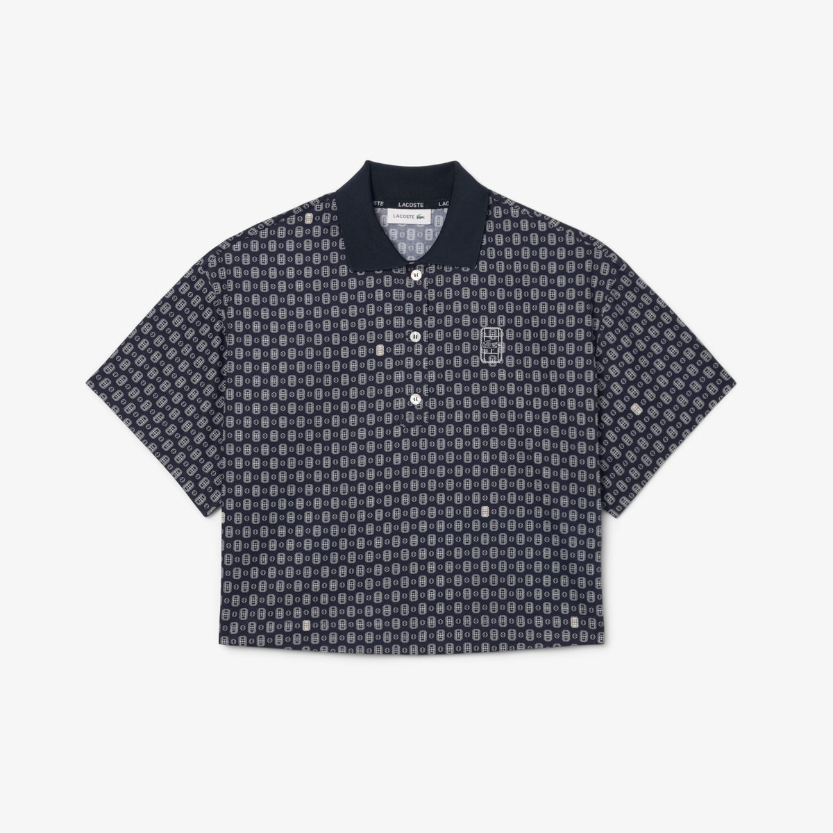 Lacoste Kadın Oversize Fit Desenli Lacivert Polo