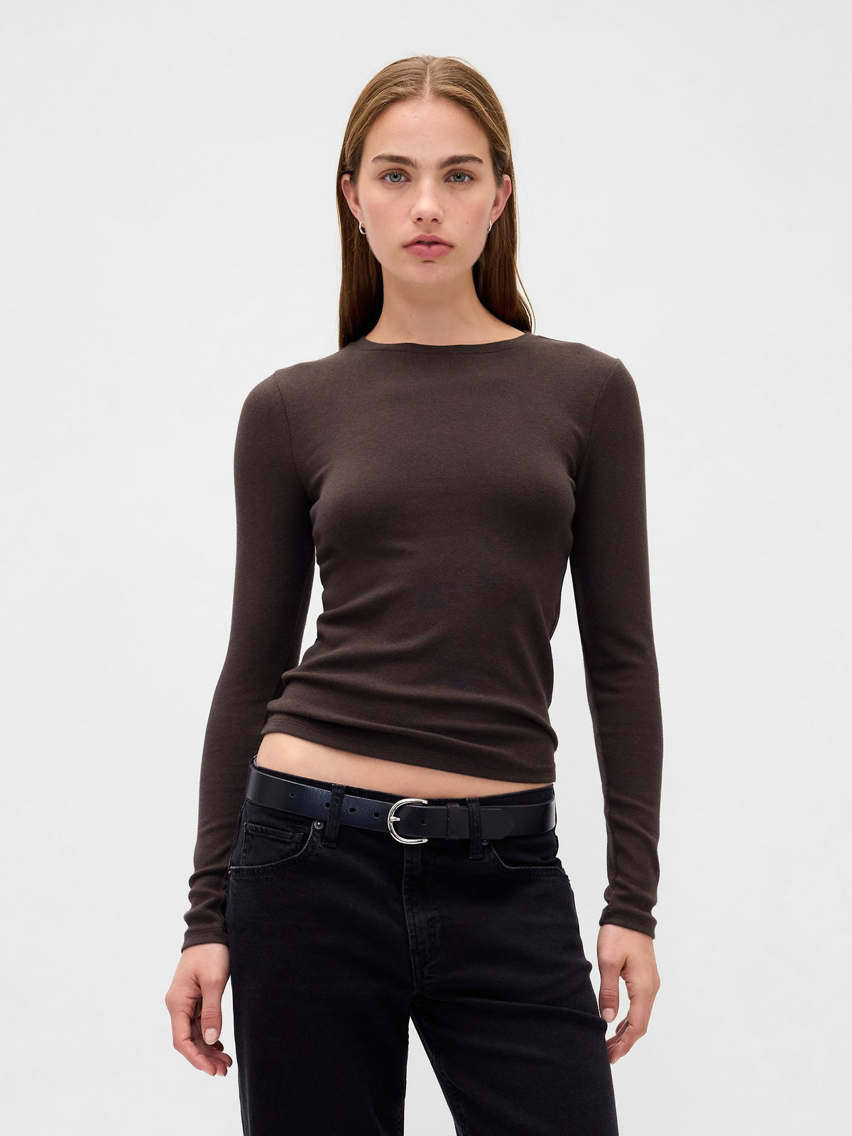 Koyu Gri Modern Shrunken T-shirt
