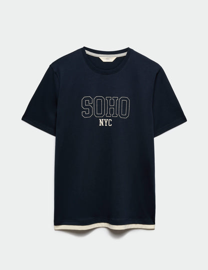 Saf Pamuklu Soho Nyc Baskılı Pijama Üstü