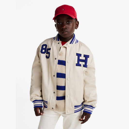 Tommy Hilfiger Twill Badge Varsity Çocuk Bej Ceket