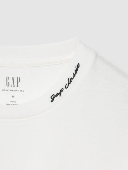 Beyaz Heavyweight Gap Logo Relaxed Crop T-shirt