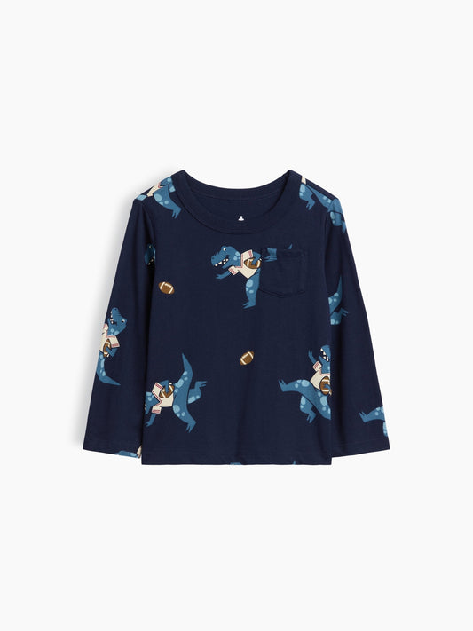 Lacivert Mix & Match Baskılı Cep T-shirt