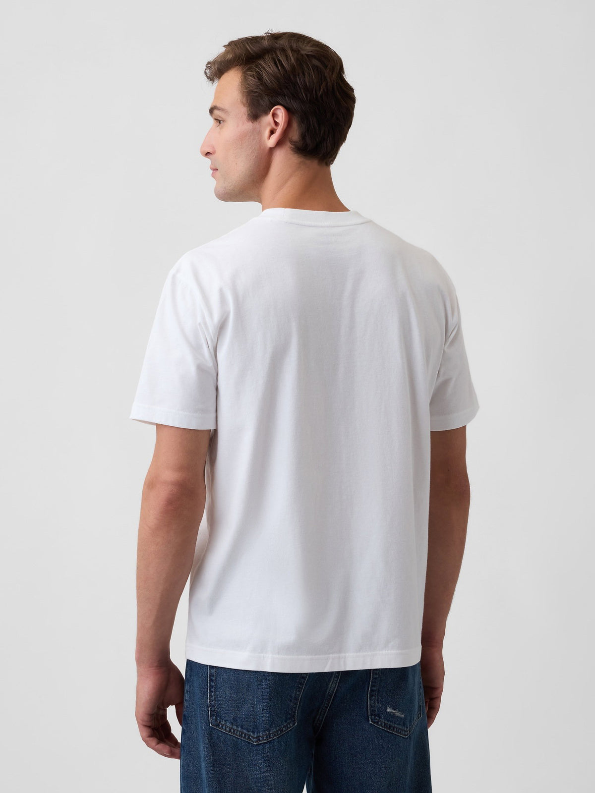 Beyaz Everyday Soft Relaxed Grafik T-shirt