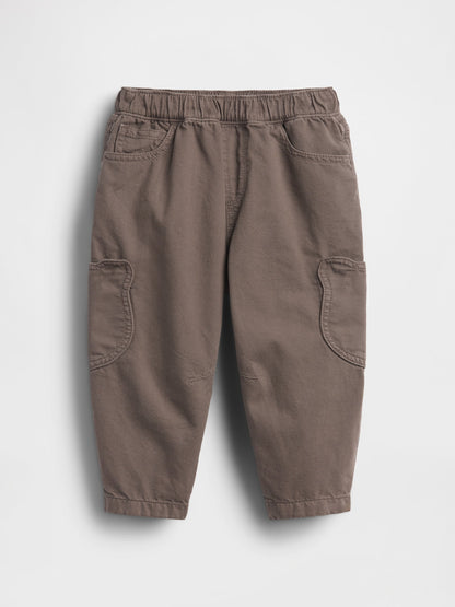 Kahverengi Pull-on Ayı Cepli Barrel Jean Pantolon