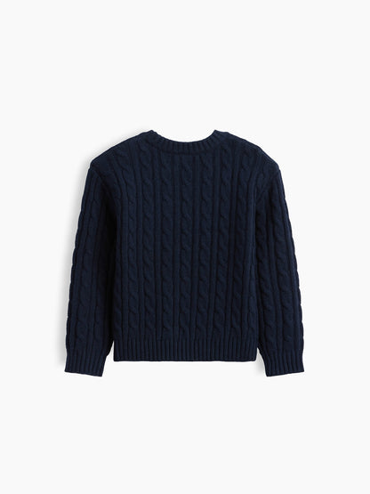 Lacivert Cashsoft Cable-knit Kazak