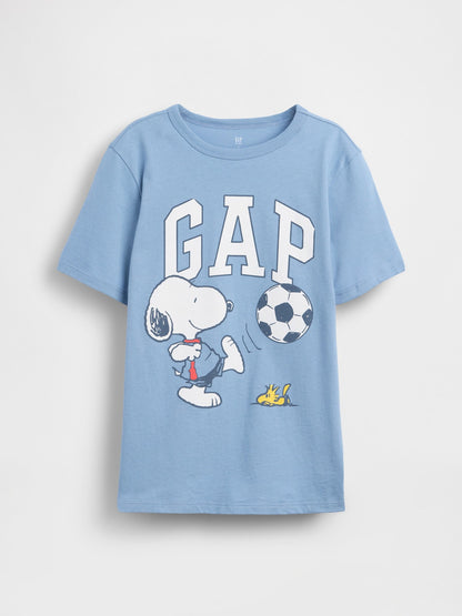 Açık Mavi Peanuts Logo T-shirt