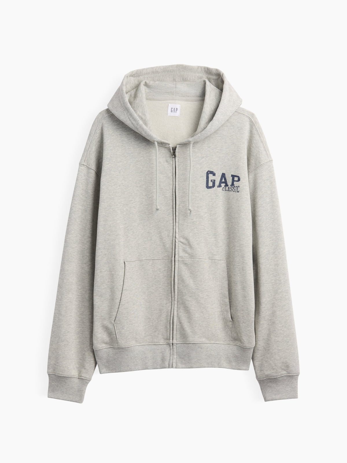 Gri Relaxed Gap Logo Fransız Havlu Kumaş Fermuarlı Sweatshirt