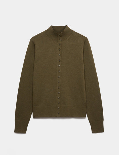 Yün Karışımlı Slim Fit Dik Yaka Kadın Hırka