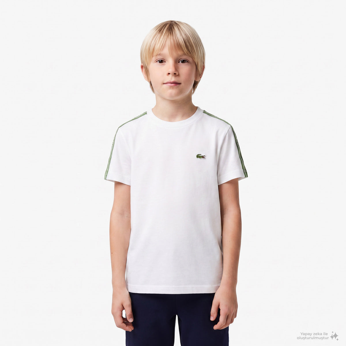 Lacoste Çocuk Bisiklet Yaka Beyaz T-shirt