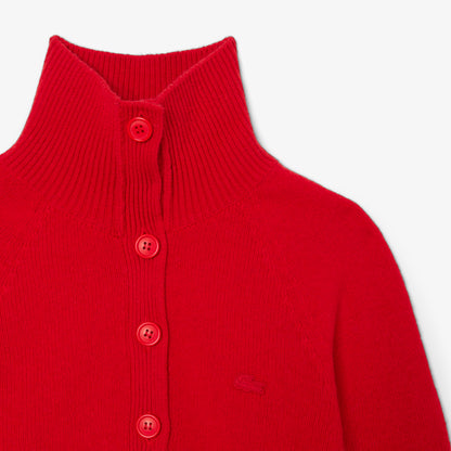 Lacoste Kadın Classic Fit Yün Kırmızı Kazak