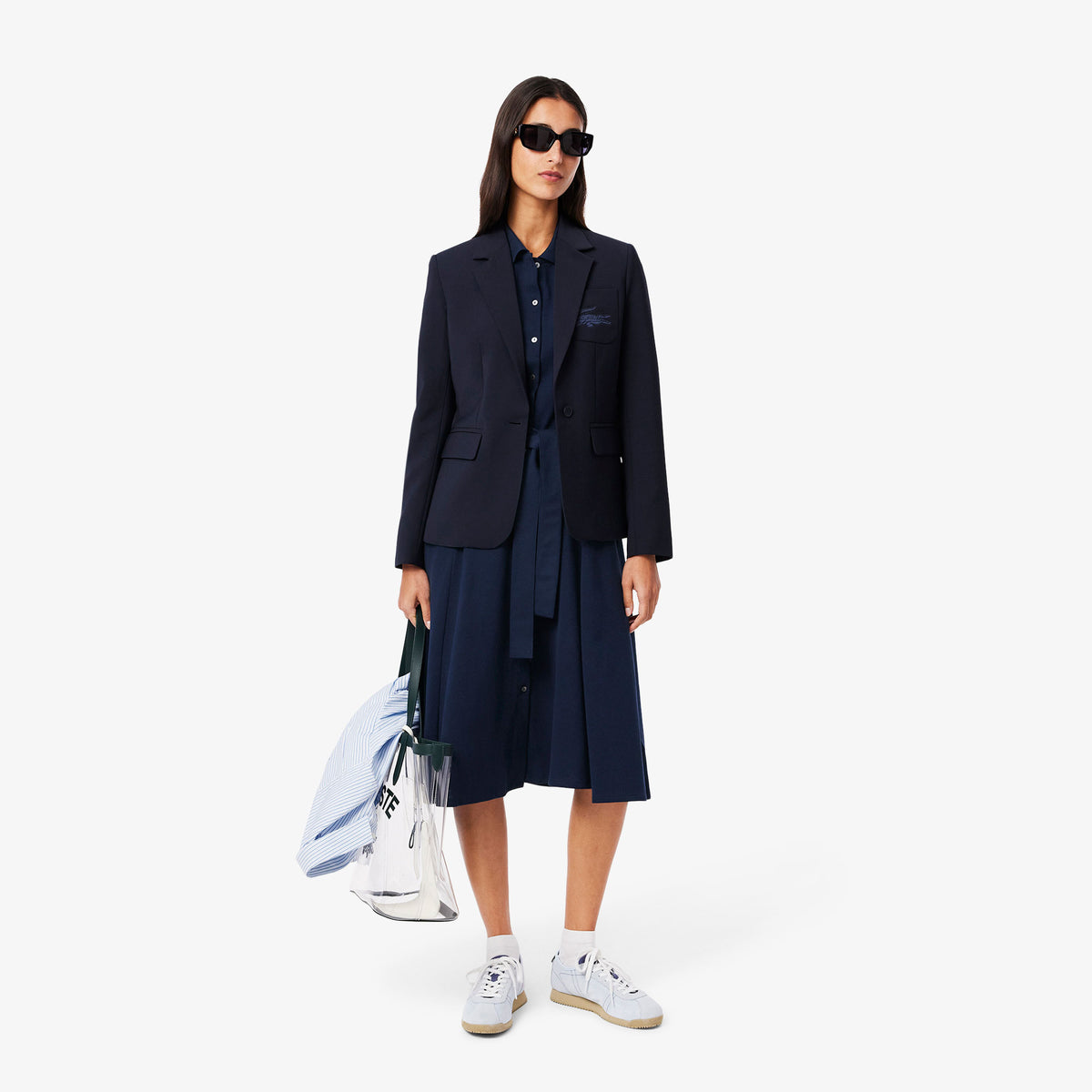 Lacoste Kadın Flare Fit Kısa Kollu Polo Yaka Lacivert Elbise