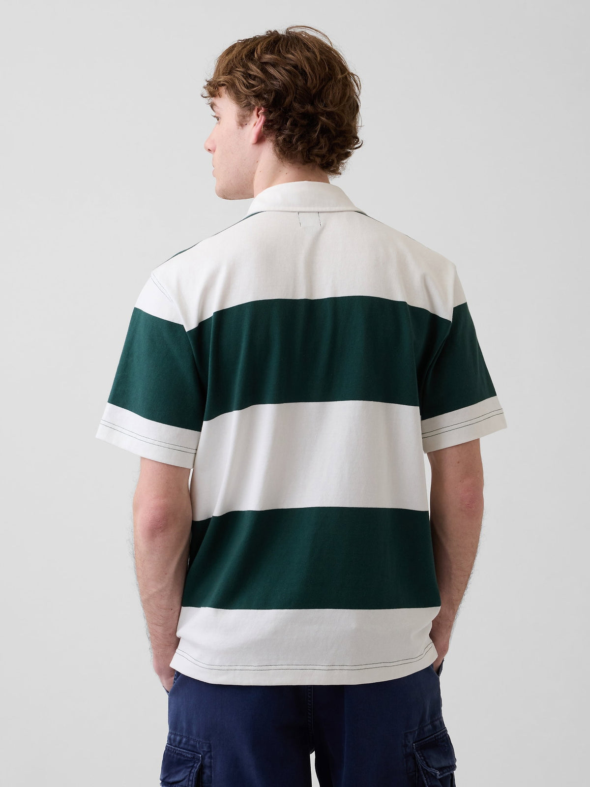 Koyu Yeşil Relaxed Gap Logo Rugby Polo T-shirt