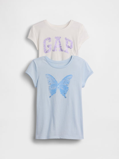Açık Mavi Grafik Baskılı T-shirt (2’li)