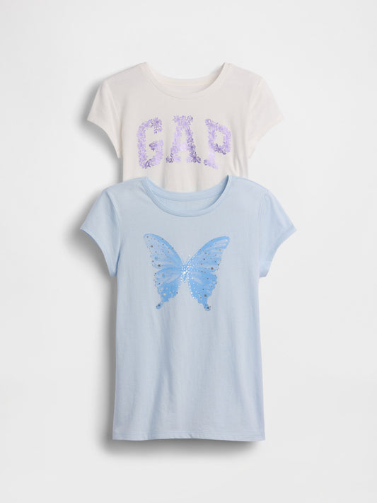 Açık Mavi Grafik Baskılı T-shirt (2’li)