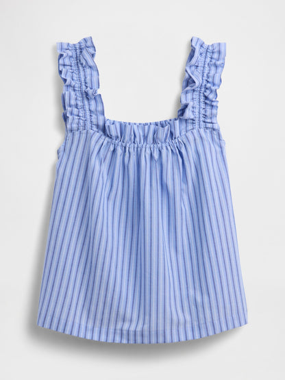Çok Renkli Fırfırlı Poplin Pijama Üst