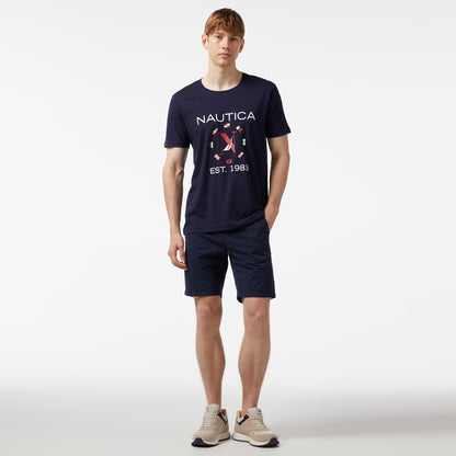 Nautica Erkek Lacivert Standart Fit Kısa Kollu Baskılı T-shirt