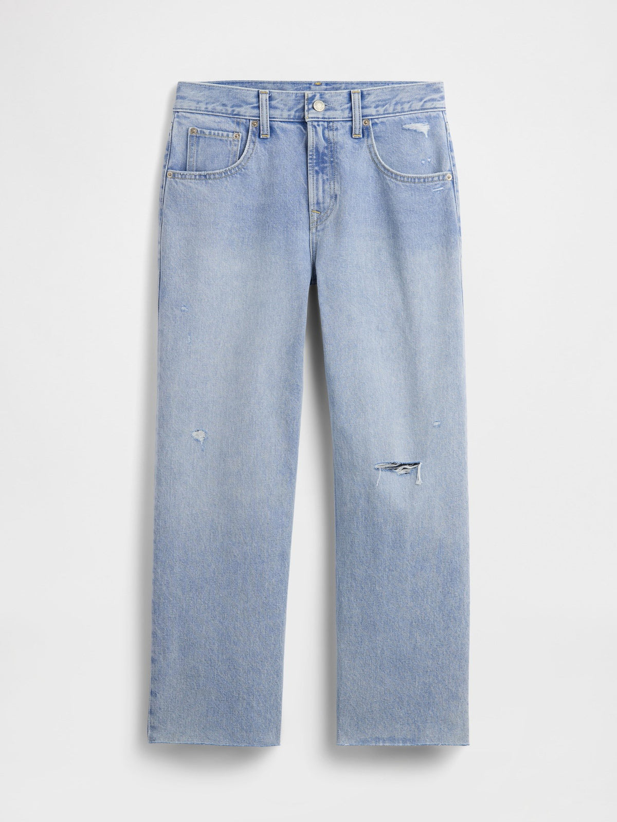 Açık Mavi Low Slung Relaxed Crop Jean Pantolon