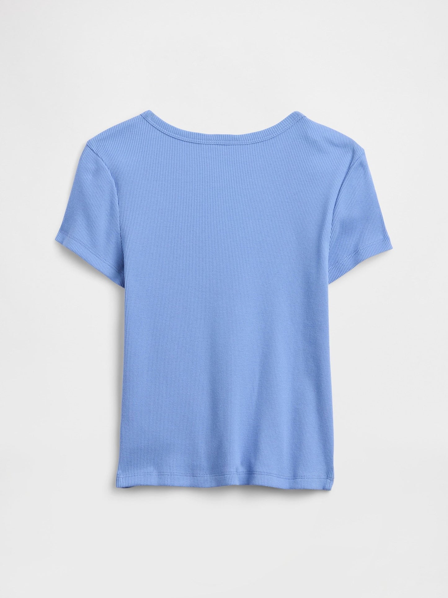 Açık Mavi Kids Ribbed Bisiklet Yaka T-shirt