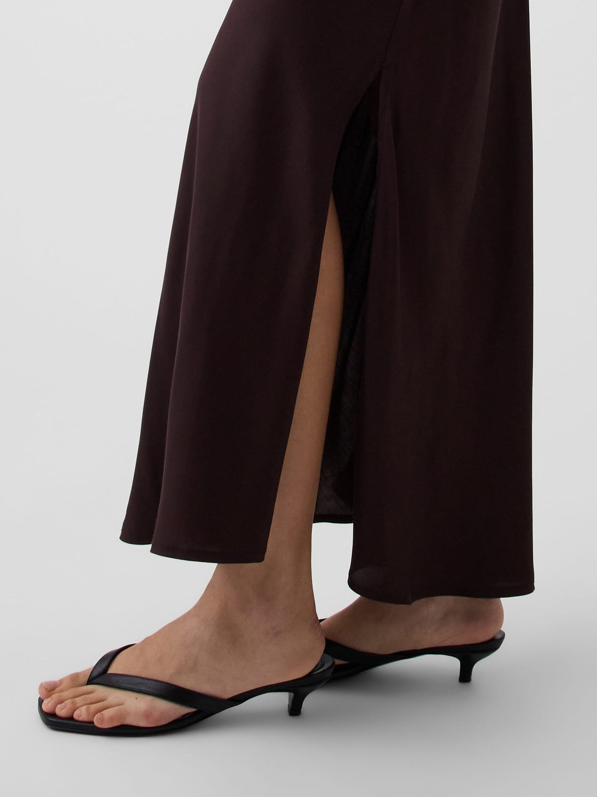 Koyu Kahverengi Maxi Slip Etek