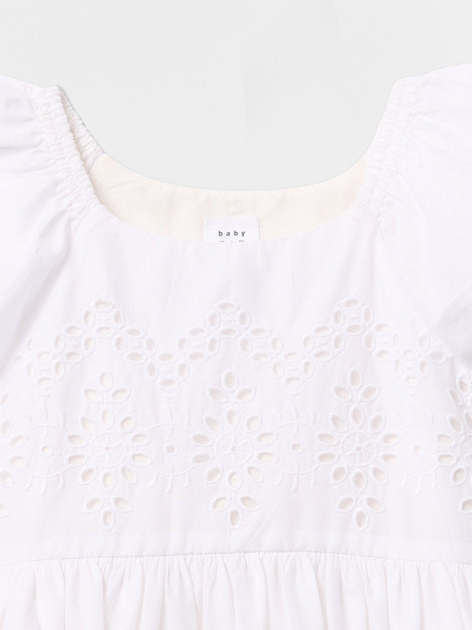 Beyaz Broderie Detaylı Elbise