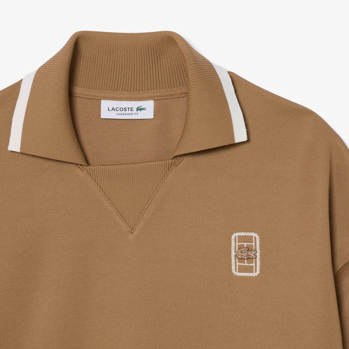 Lacoste Kadın Oversize Fit Polo Yaka Kahverengi Sweatshirt