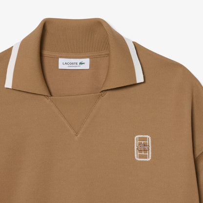Lacoste Kadın Oversize Fit Polo Yaka Kahverengi Sweatshirt