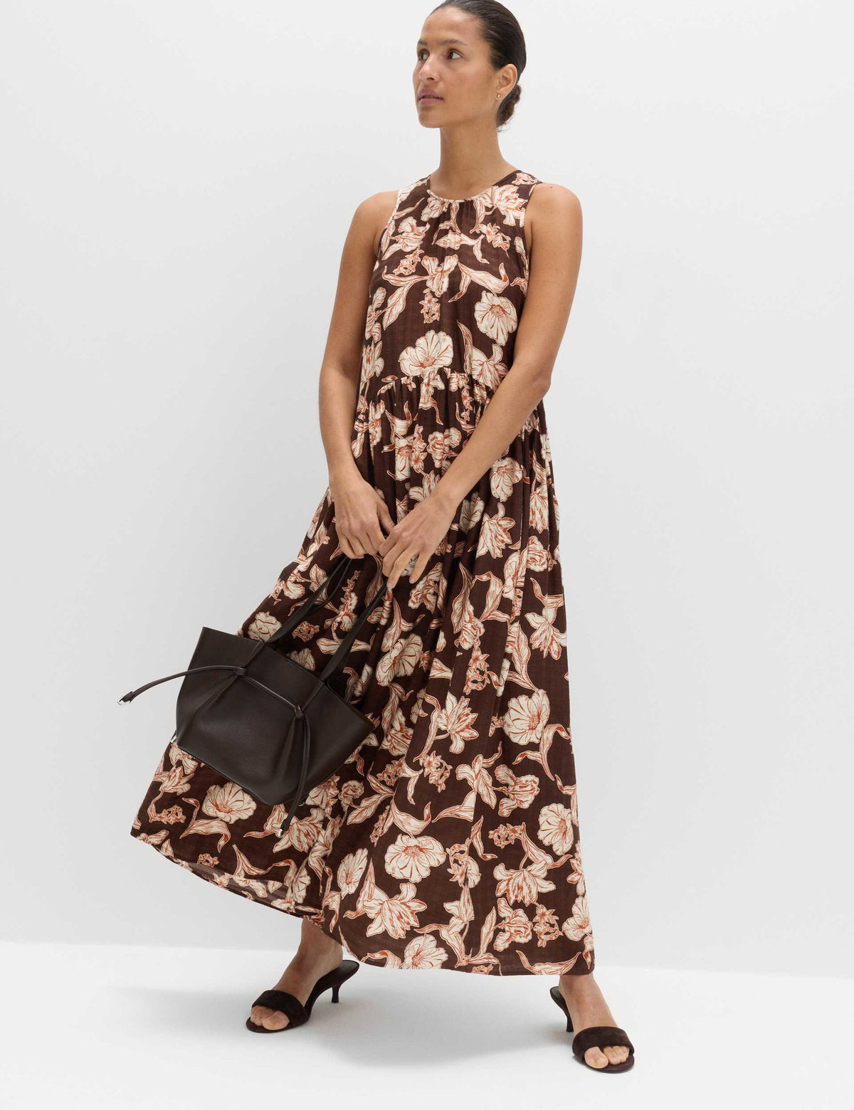 Çiçek Desenli Relaxed Fit Maxi Elbise