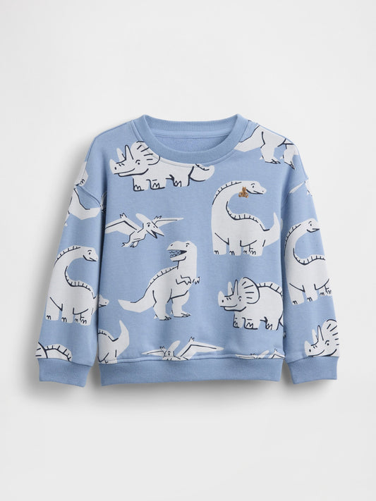 Açık Mavi Vintagesoft Fransız Havlu Terry Grafik Baskılı Sweatshirt