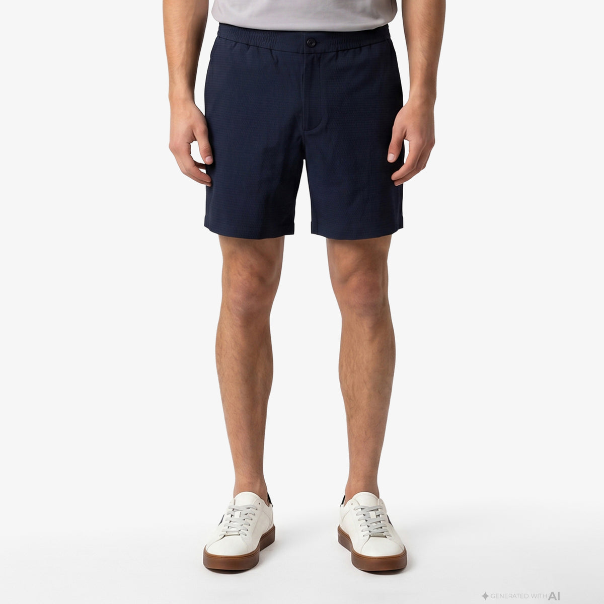 Calvin Klein Straight Seersucker Elastic Erkek Mavi Şort